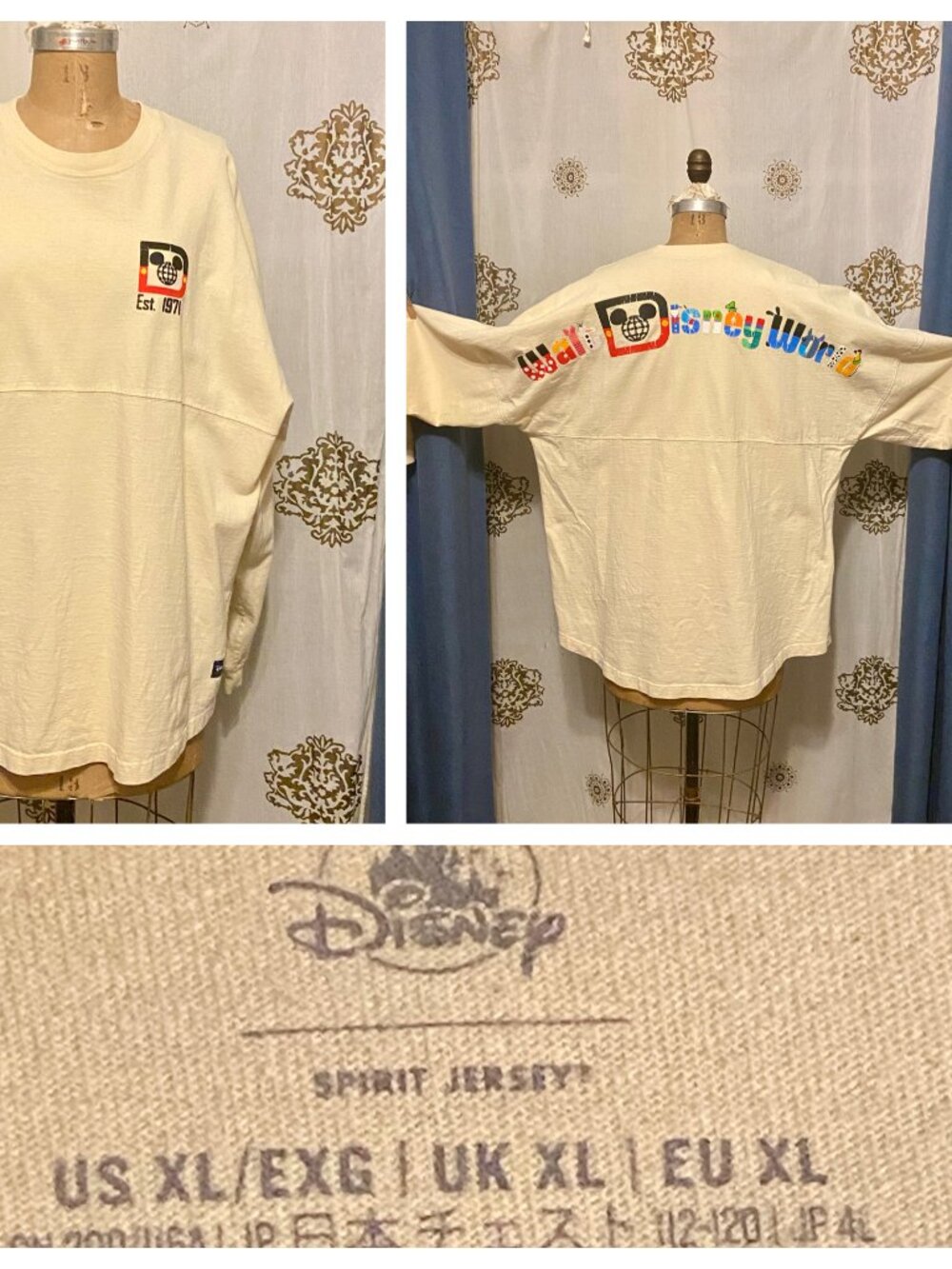 Disney Parks Walt Disney World Character Letters Beige Spirit Jersey Adult XL